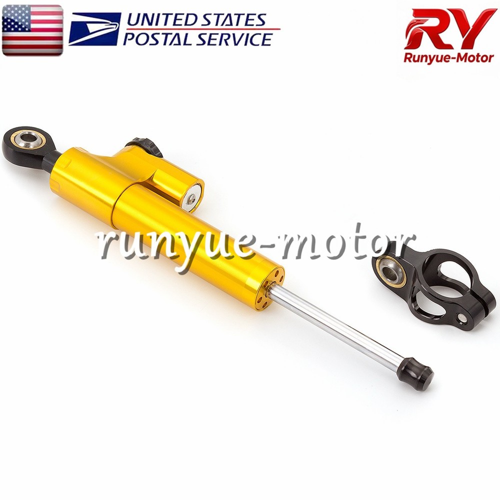 Gold CNC Adjustable Steering Damper Stabilizer Linear Control Universal Aluminum
