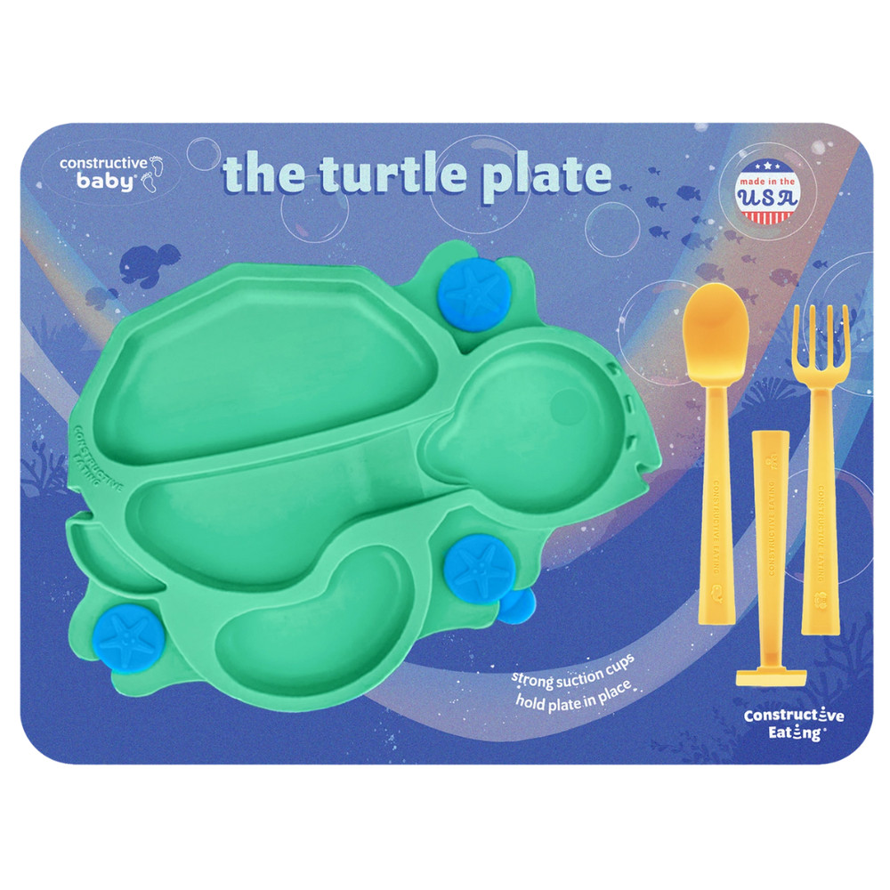 Constructive Eating Turtle Suction Plate w/ Training Utensils