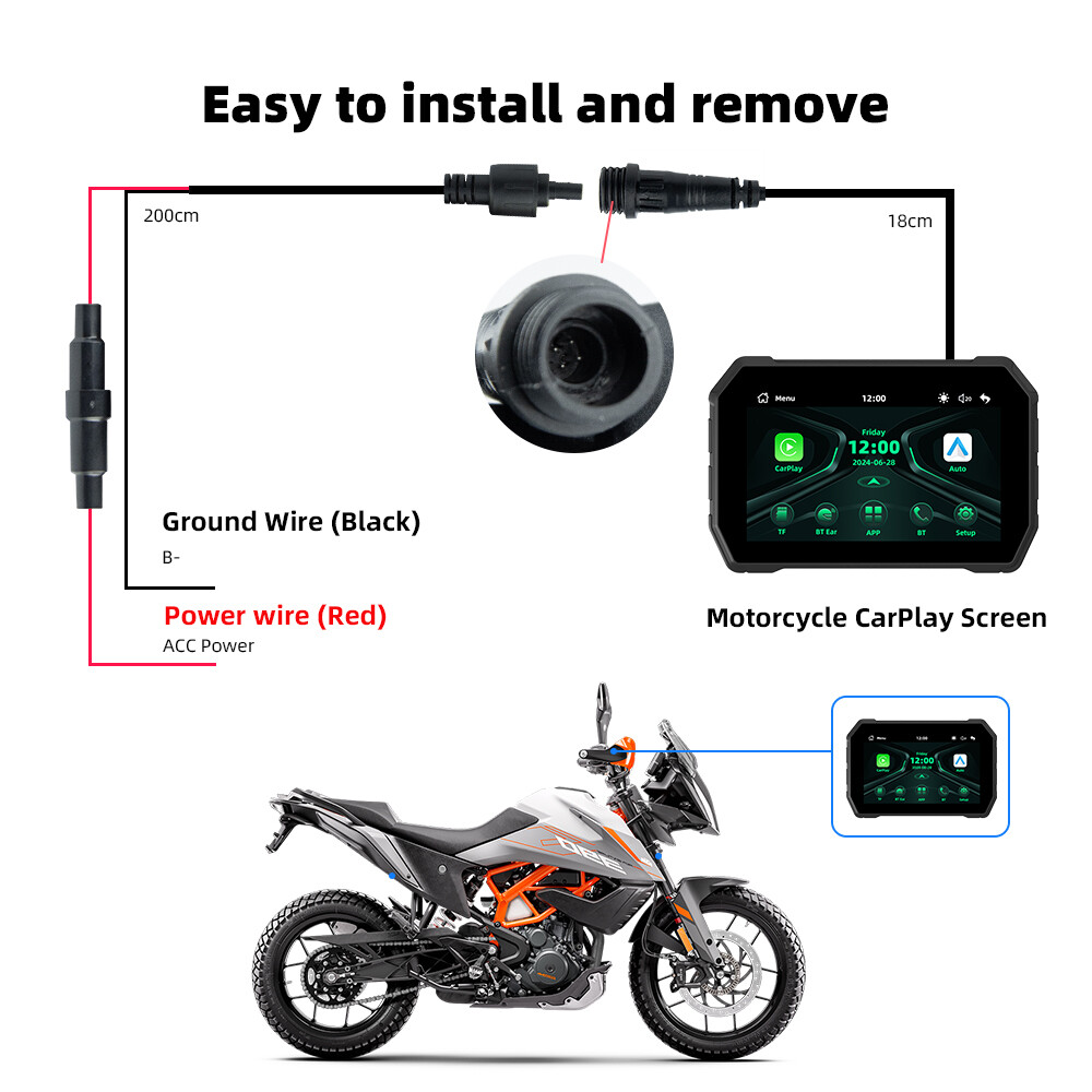 5"Universal Linux Motorcycle Navigation IP67 Wireless Carplay Dual Bluetooth HD