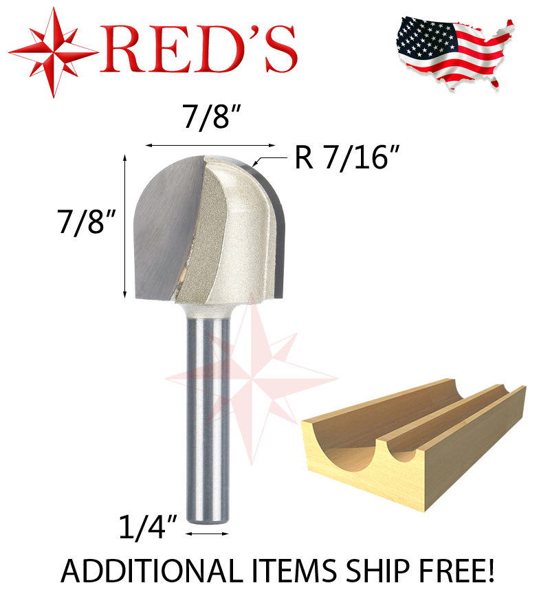 Tideway Carbide PRO LC05041404 7/8" Wide Round Nose 1/4" shank router bit