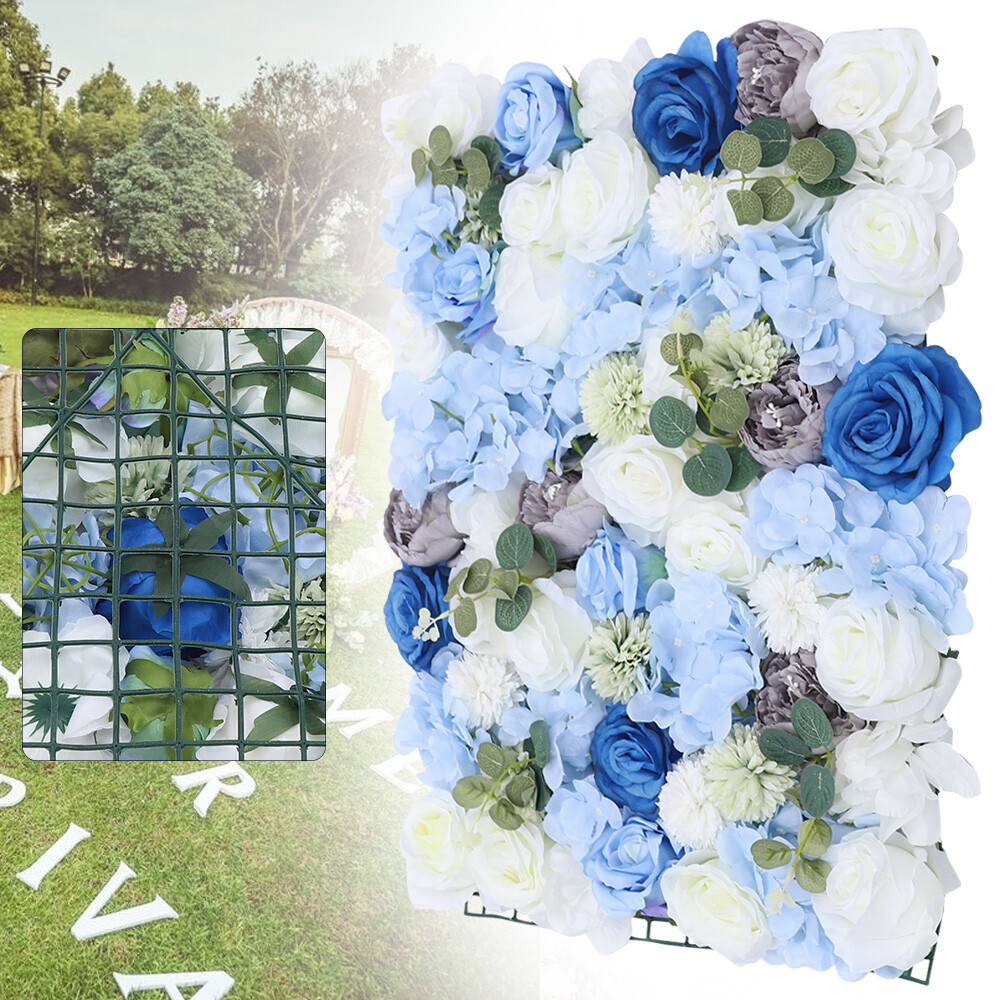 6x Artificial Flower Wall Panel Silk Rose Hydrangea Backdrop Wedding Party Decor