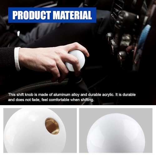 Round Ball Shift Knob, Gear Shifter Knobs, Manual Car Universal Gear White