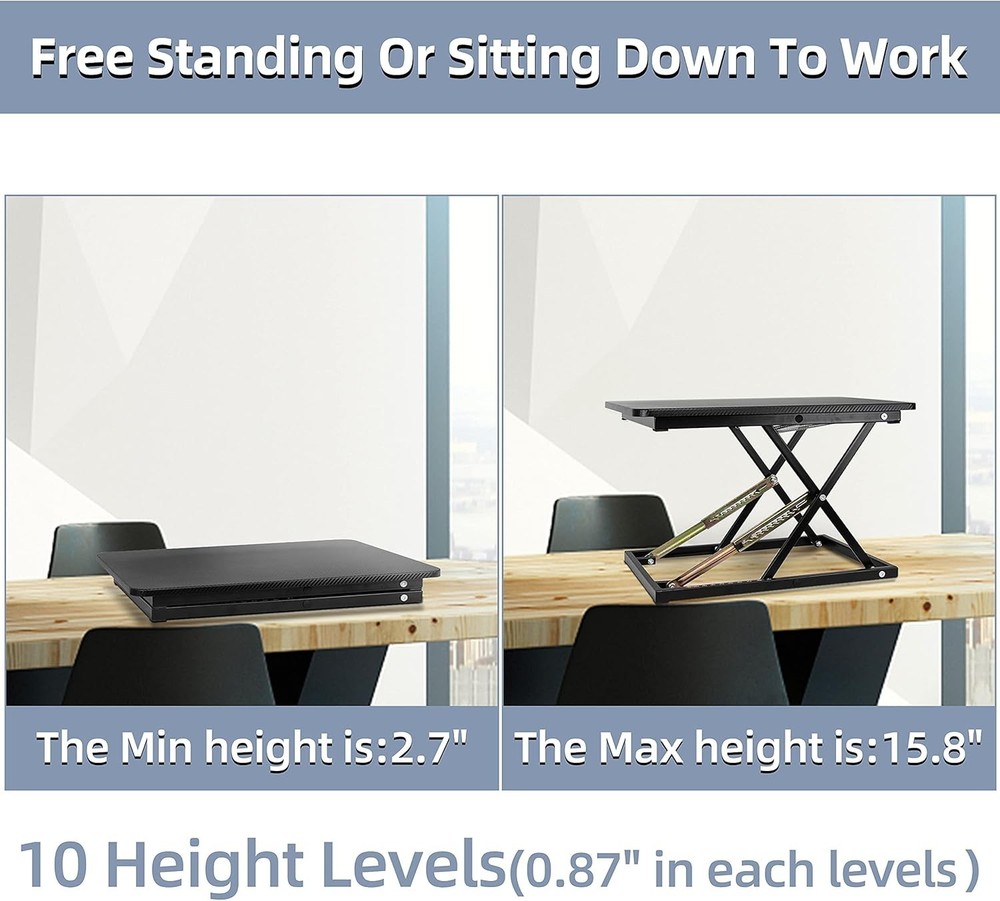 Ergonomic Black Pattern Desk Riser - Adjustable Standing Desk 23.6" x 15.7"