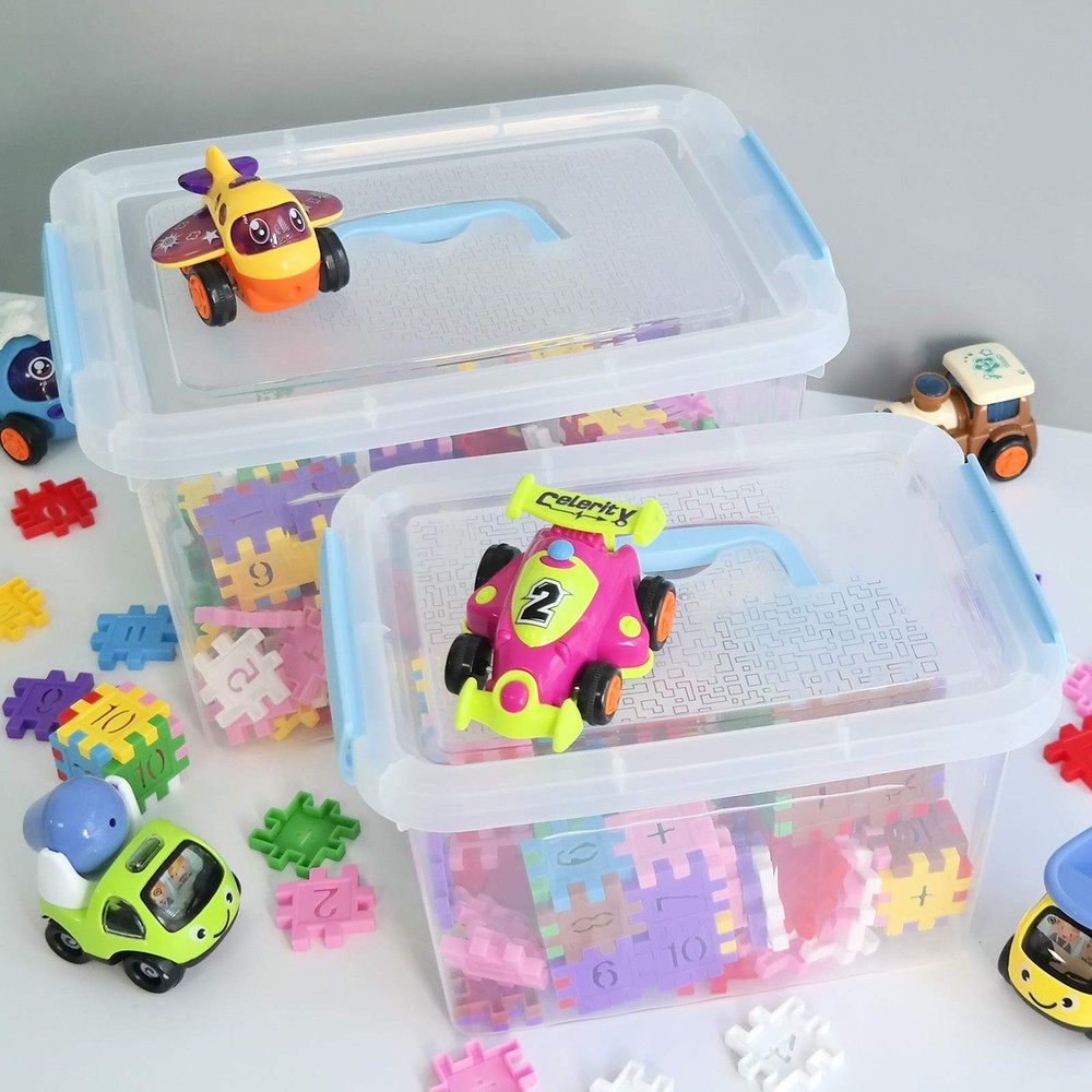 2-Pack 12-Quart & 6-Quart Lidded Storage Bin Plastic Latching Container