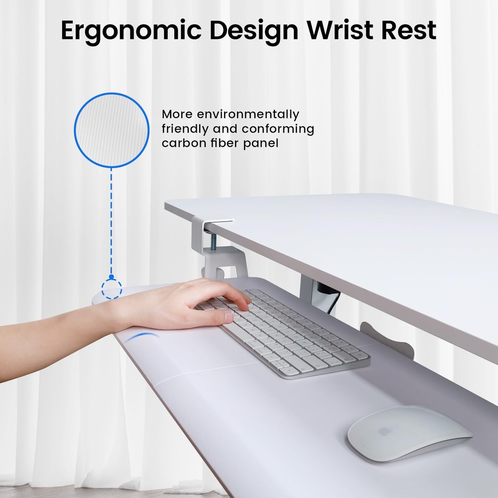Large Keyboard Tray Under Desk Pull Out with Extra Sturdy C Clamp Mount Syste...