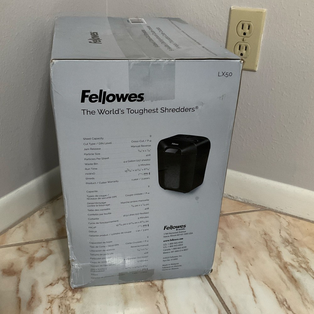 Fellowes LX50 9-Sheet Cross-Cut Paper Document Shredder