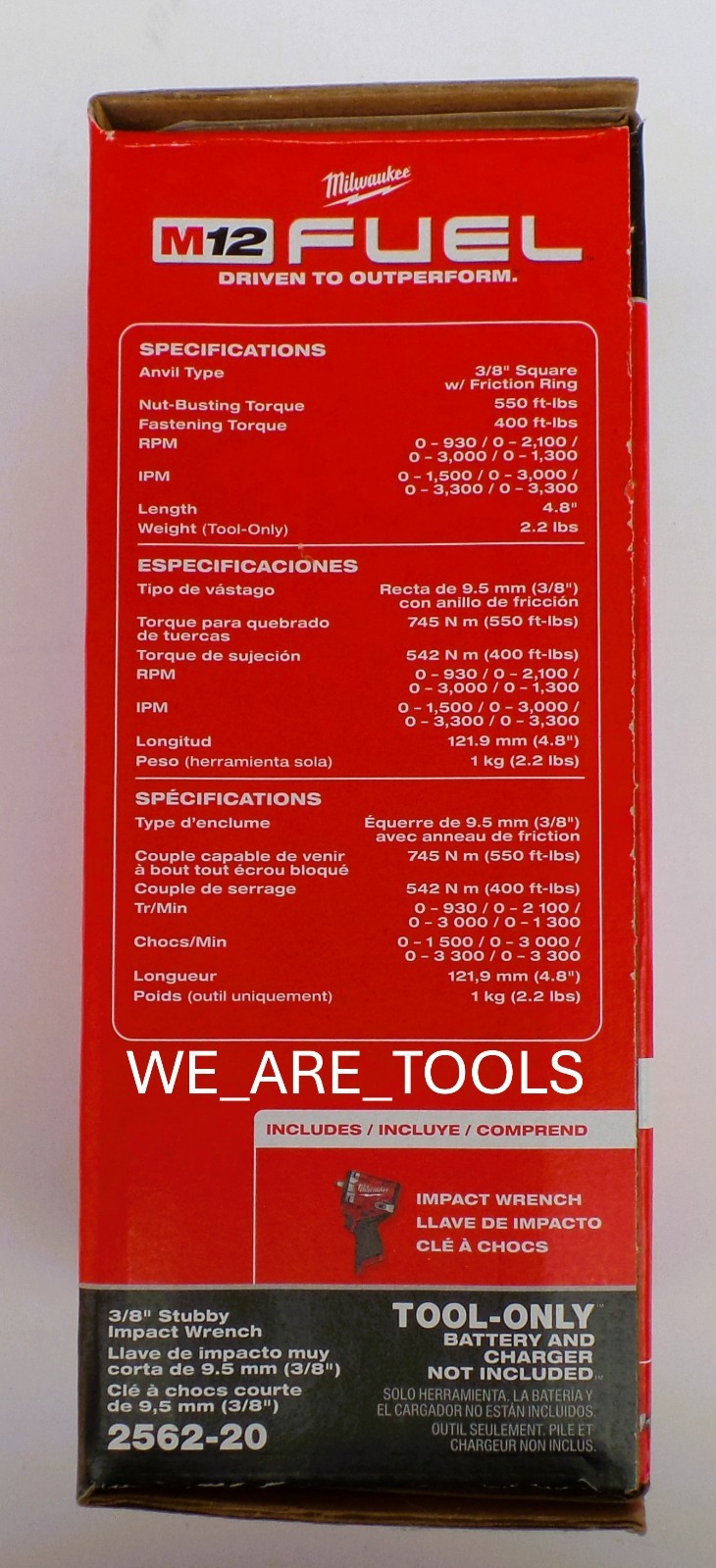 NEW Milwaukee 2562-20 M12 FUEL 3/8" Stubby Impact Wrench w/ Friction Ring