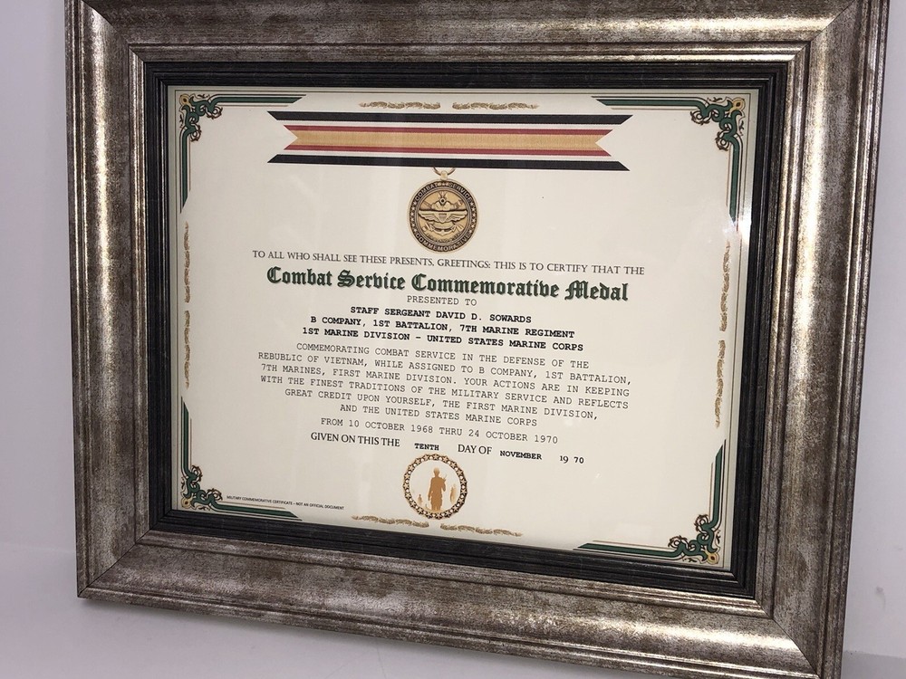COMBAT SERVICE COMMEMORATIVE MEDAL CERTIFICATE ~ Type 1