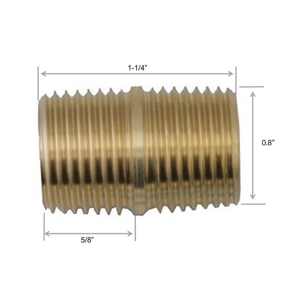 Leyso 1/2" NPT Brass Pipe Nipples Fitting Male Threaded (5 Pack)