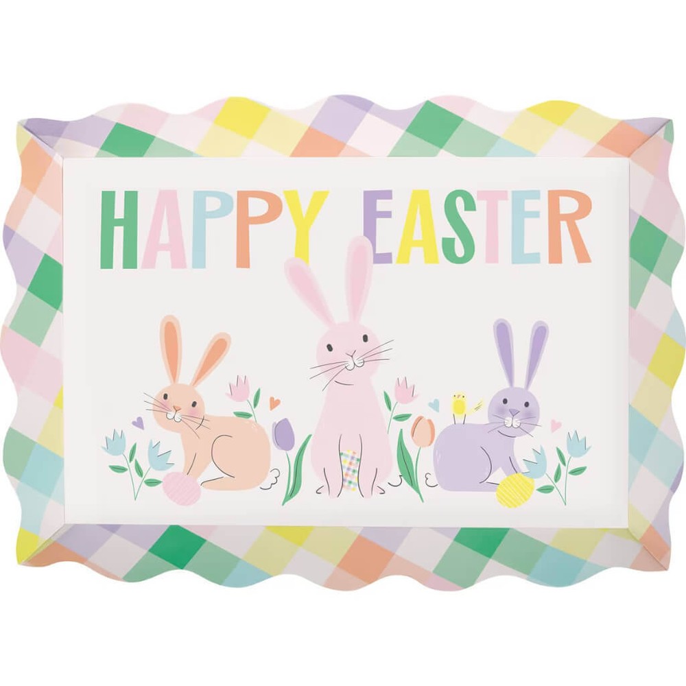 Happy Easter Scalloped Edge Serving Tray