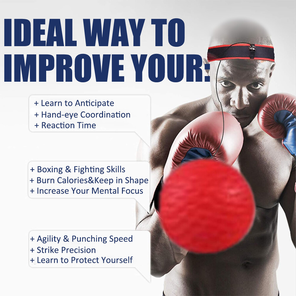 4 React Boxing Reflex Ball w/Adjustable Headband Punching Bag Training Equipment