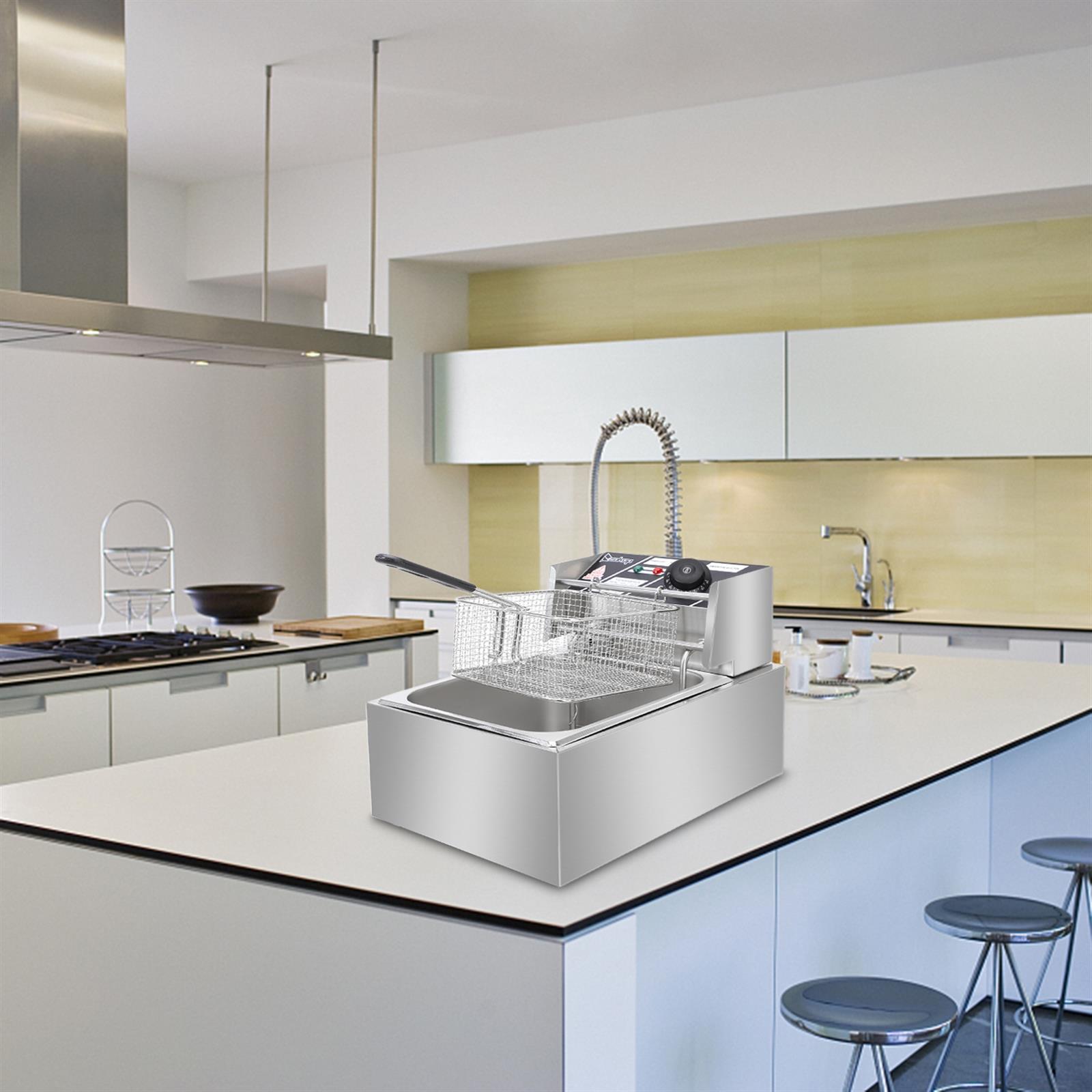 6L 6.3QT Commercial Electric Deep Fryer Restaurant Stainless Steel Home Family