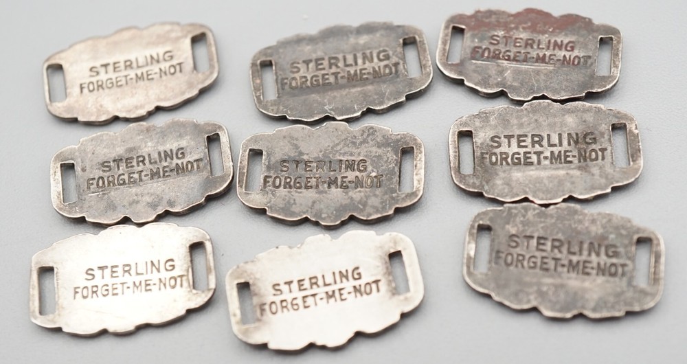 WWII Sterling Forget-Me-Not Names and 1944 Dated Bracelet Charms Lot Of 9