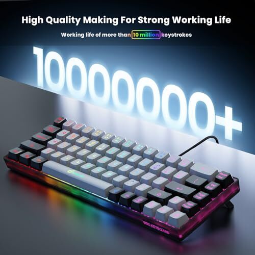 65% Gaming Keyboard, Wired Backlit Mini Keyboard, Ultra-Compact Anti-Ghosting