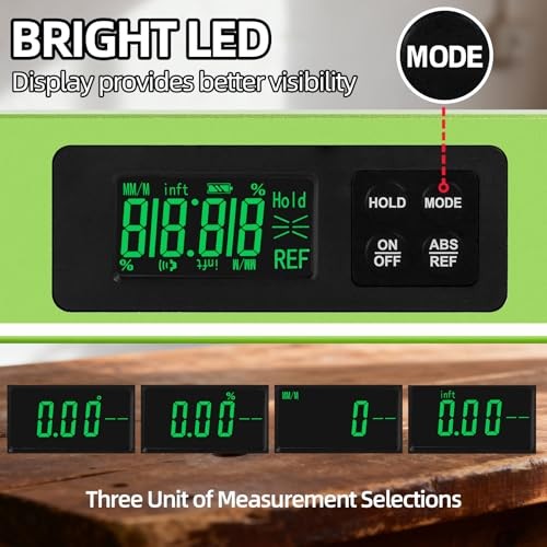 16inch Digital Level with LCD Display - Bubble Light Up Function - Multi Green