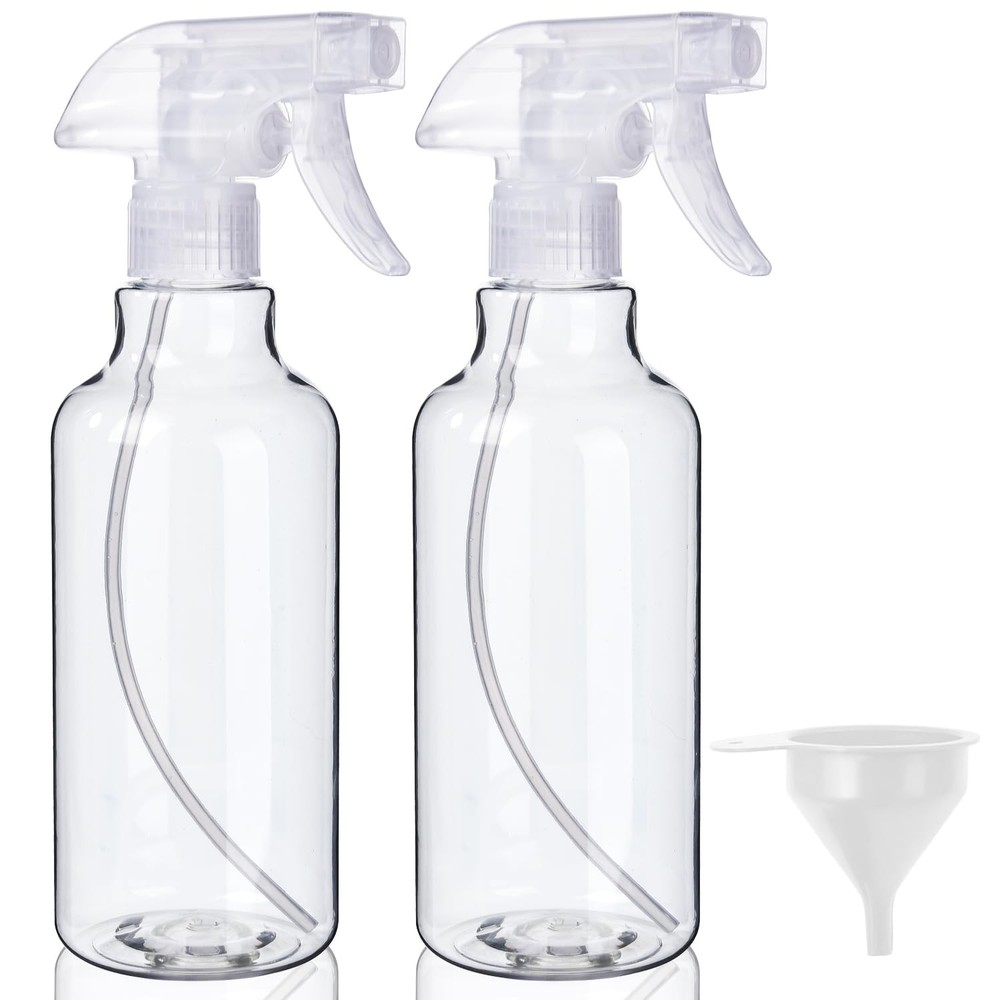 2Pack 16.9 oz Plastic Spray Bottles  Mist & Stream MultiPurpose Clear