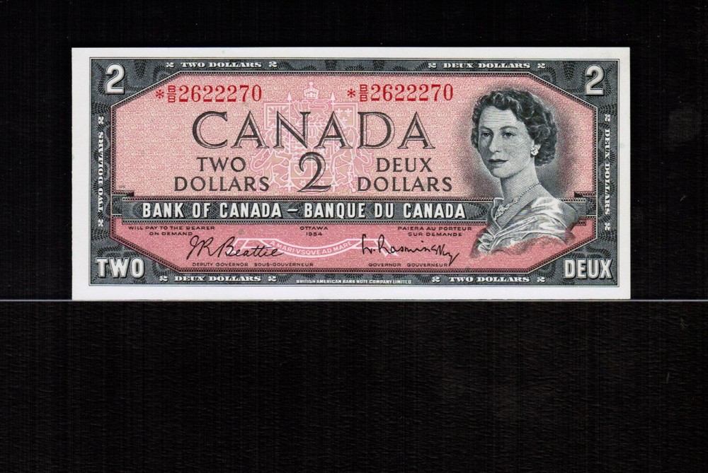 Canada $2 1954 Replacement Beattie/Rasminsky *B/B 2622270  Gem UNC