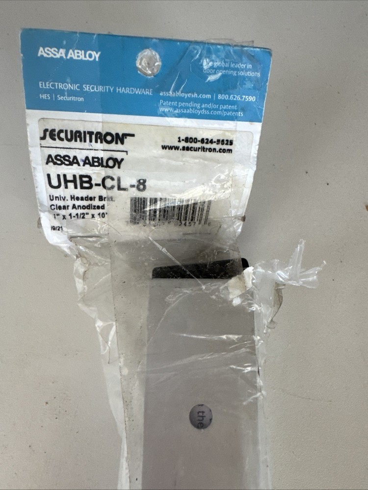 Securitron Assa Abloy UHB-CL-8 Universal Header Bracket Clear Anodized 8"