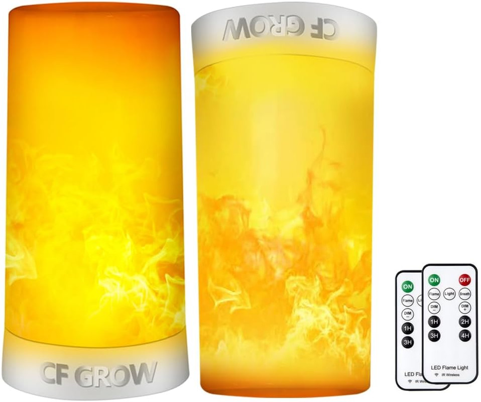 LED Flame Effect Light, USB Rechargeable, Remote & Timer, 2 PCS