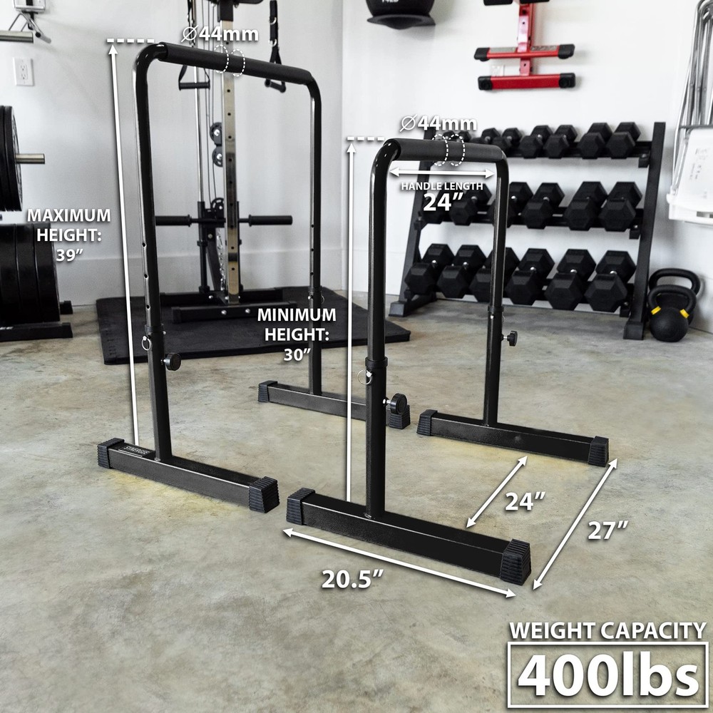 Dip Bar Black. Adjustable Dip Station from 30” – 39” for Dips, Inverted Pull ...