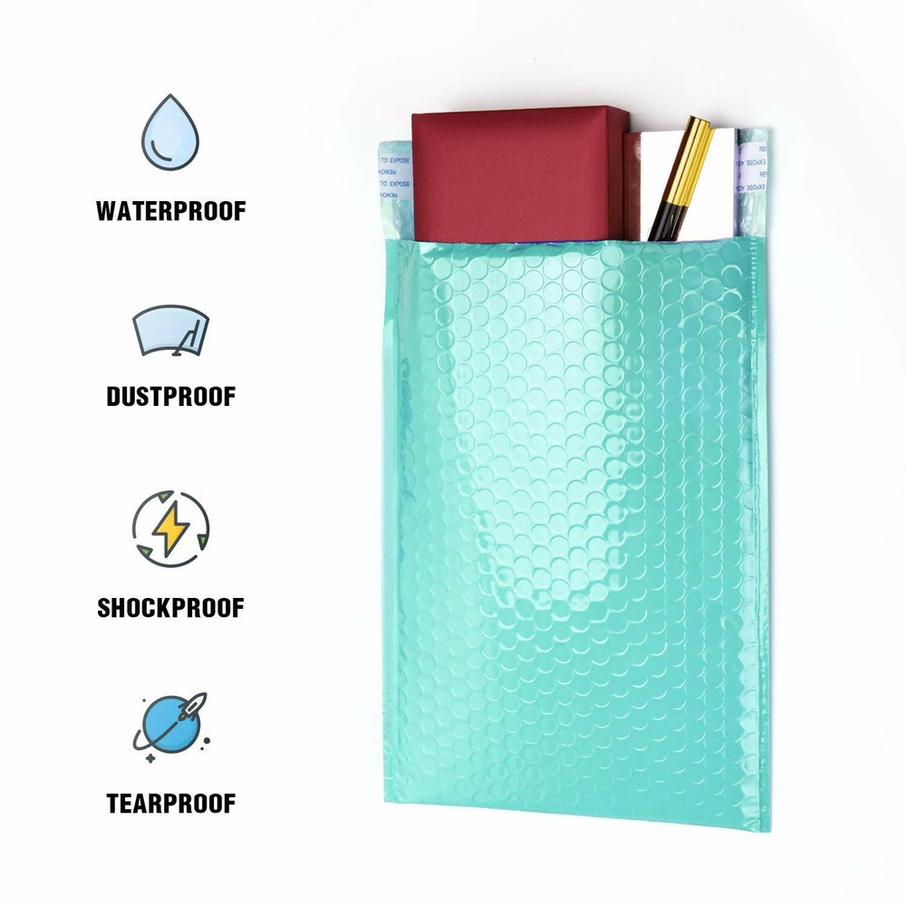 25 #0 Teal Blue Poly Bubble Padded Envelopes Self-Sealing Mailers 6X10
