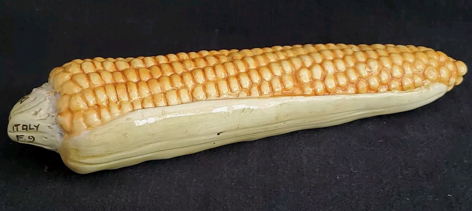 VTG MCM Signed ZACCAGNINI Majolica Italy Ceramic Sculpture Ear of Corn 10"