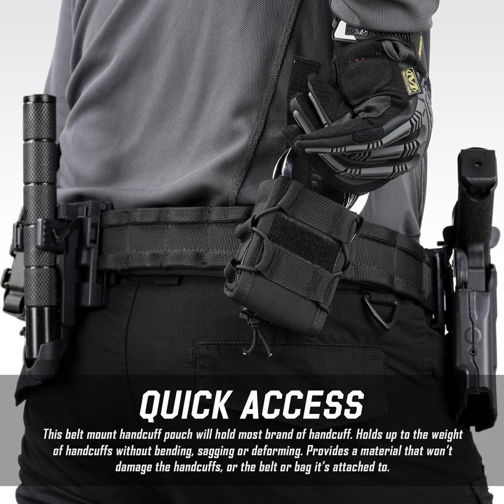 Open-Top Handcuff Pouch Folding Tactical Handcuff Compatible MOLLE Work Belts