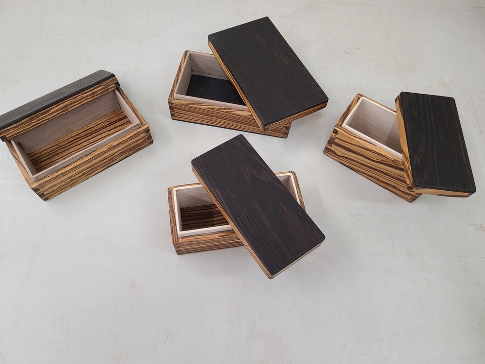 Handcrafted Zebrawood with Wenge keepsake/trinket lined with walnut or maple