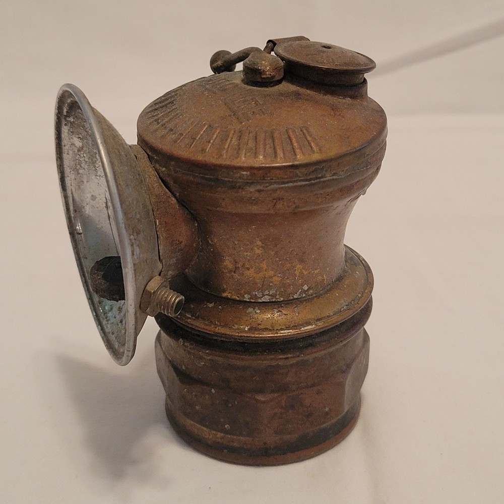 Vintage Auto Lite Brass Carbide Mining Head Lamp