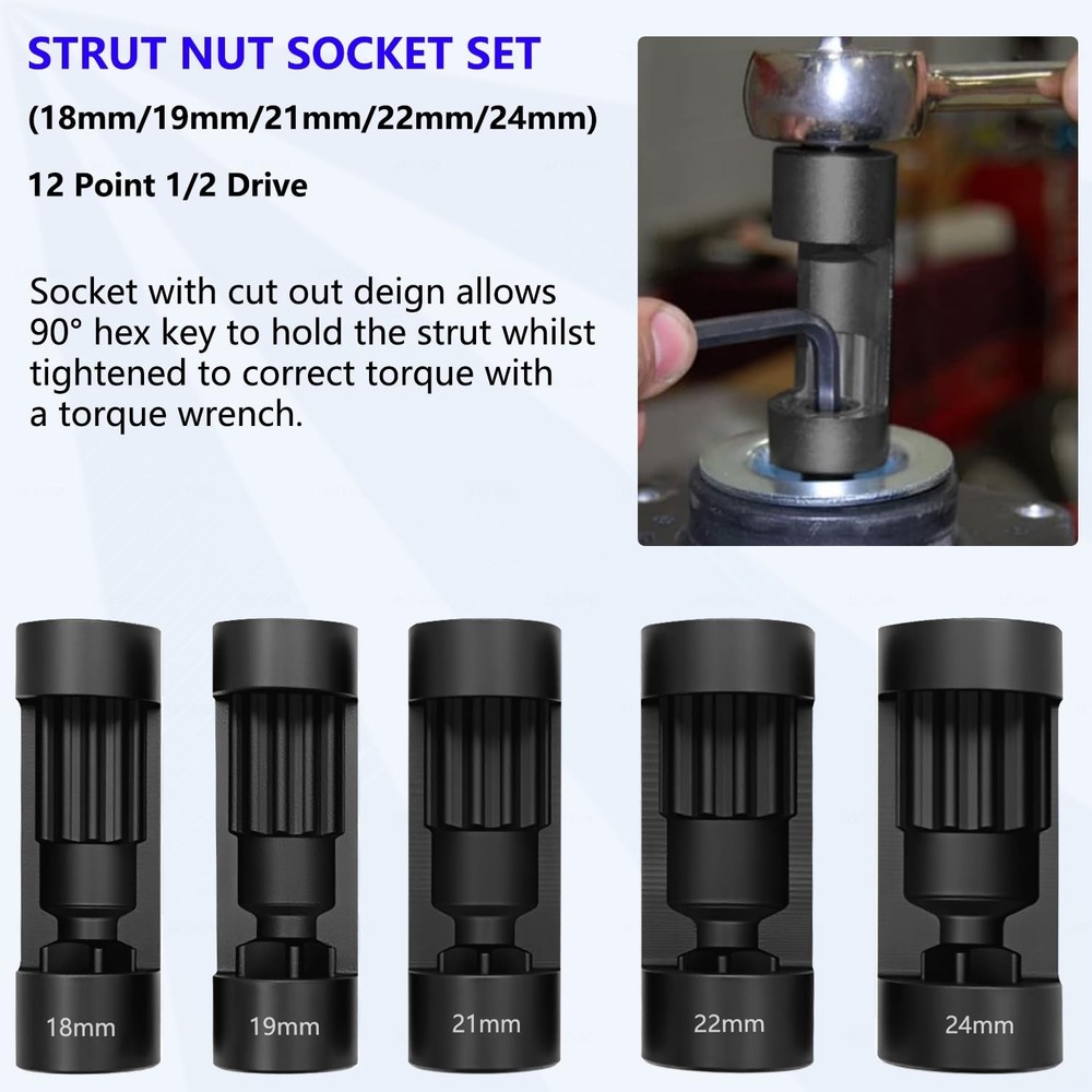 62x Shock Absorber Strut Nut Socket Set Master Suspension Removal Installer Tool