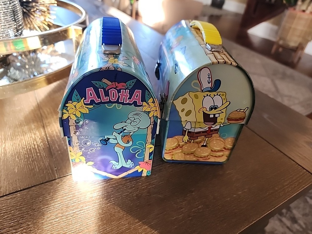 2001/2002 Spongebob Lunchbox Metal Tin Lunch Box Boxes