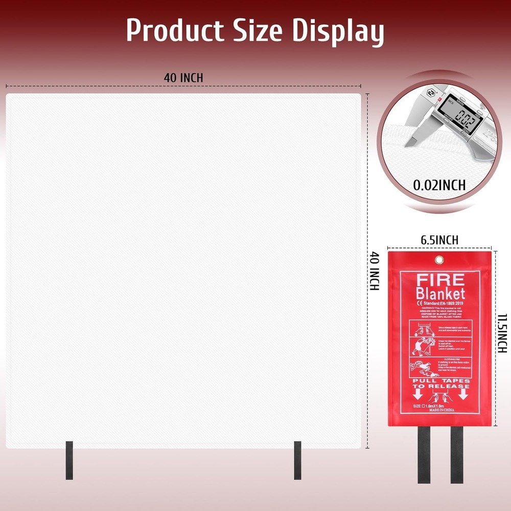 Emergency Fire Blanket - 40" x 1 Pack for Home Kitchen 1 Pack, White