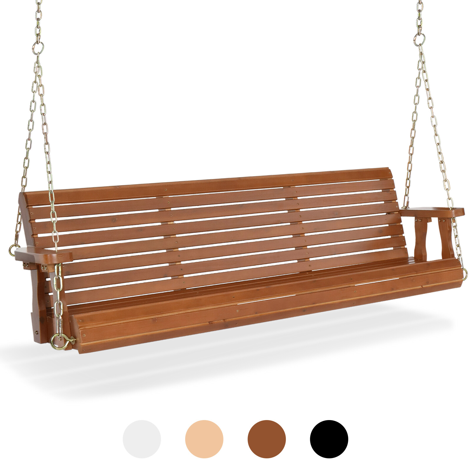 Heavy Duty 880 LBS 5FT Patio Wooden Porch Swing with Hanging Chains for Yard