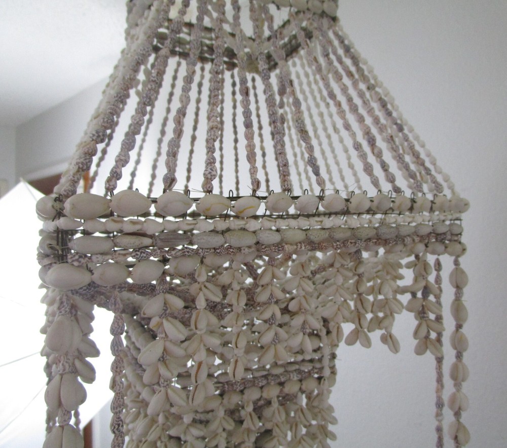 Mid Century Cowrie Shell Hanging Macrame Boho Plant Holder 4 Ft