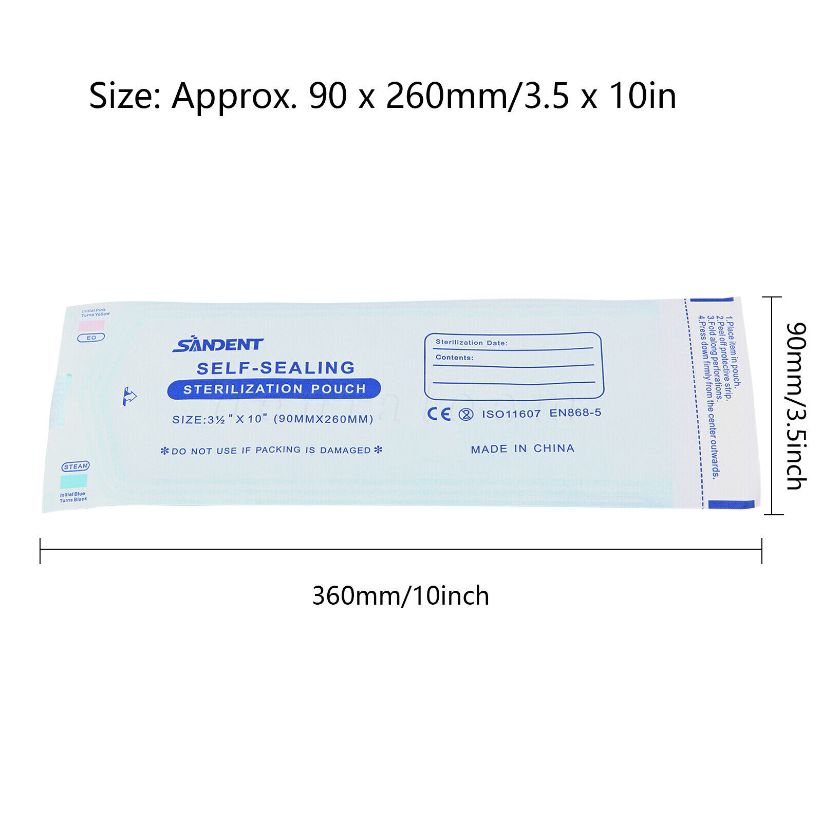 1000 3.5" x 10" Dental Sterilization Pouches Sterilizer Autoclave Bags Tool Nail