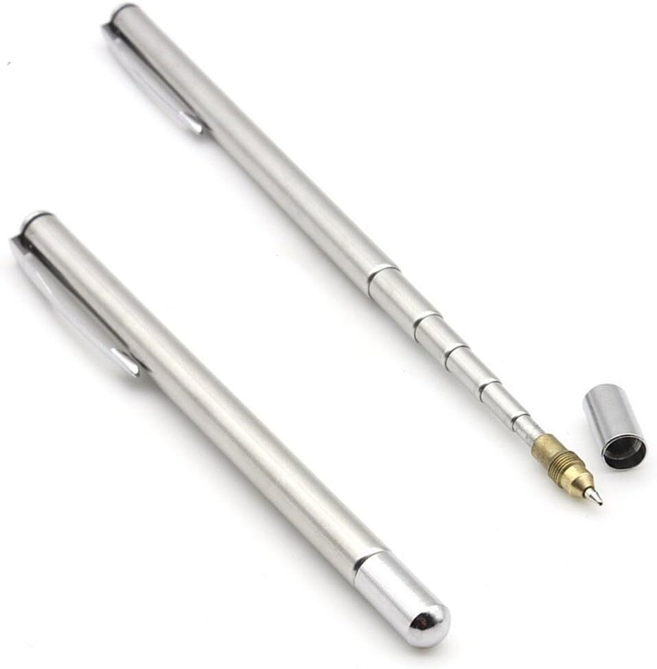 2PCS Stainless Steel Pen with Clip - Hand Pointer Extendable Telescopic Retracta
