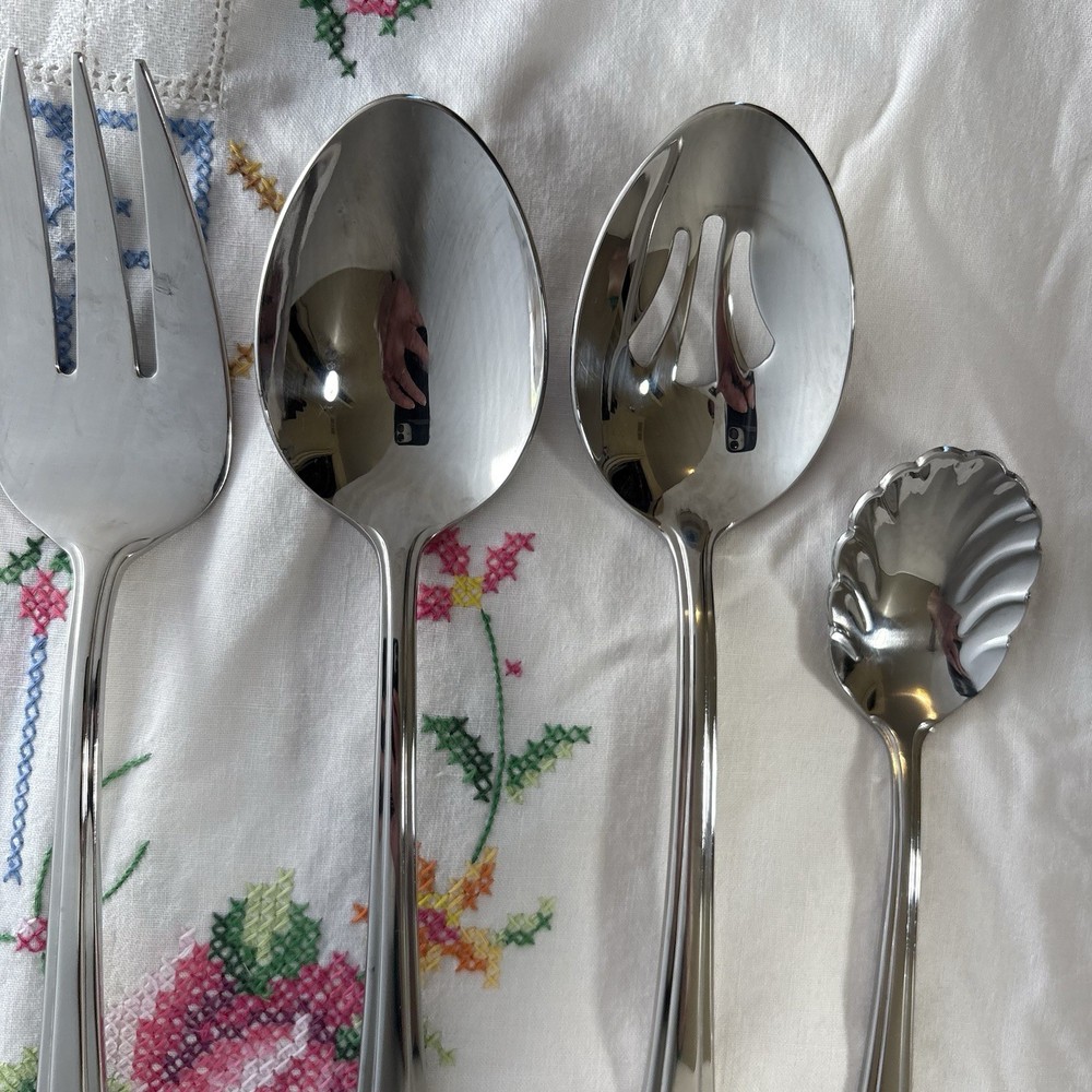 Reed & Barton BOULEVARD Stainless 5pc Hostess Serving Set - Ridges Glossy