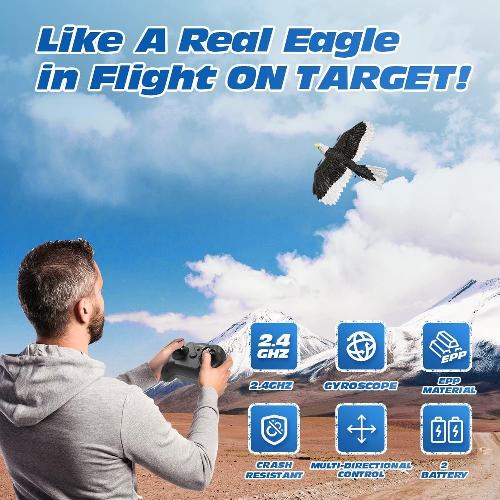 RC Plane, Remote Control Eagle Plane, RTF Airplane, 2.4GHZ 2CH Flying Bird wi...