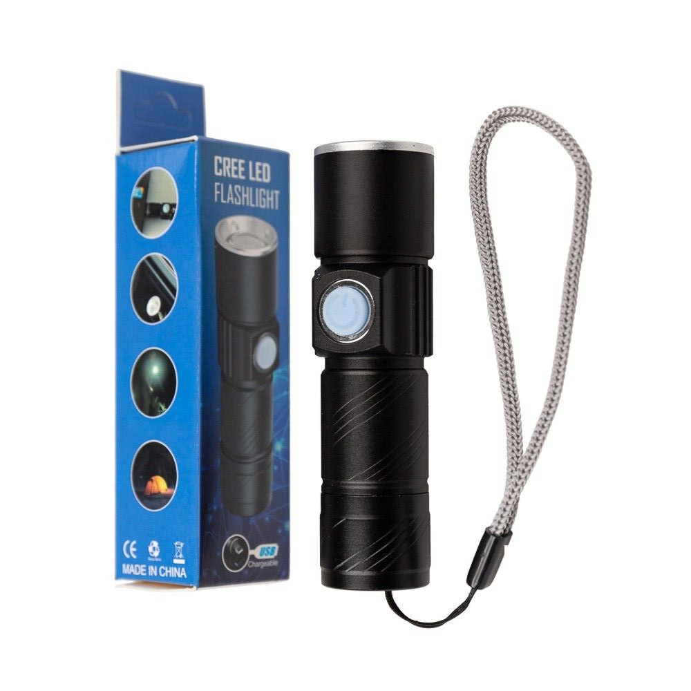 LED Flashlight 3 Light Modes USB Rechargeable Flashlight Pocket Emergency EDC