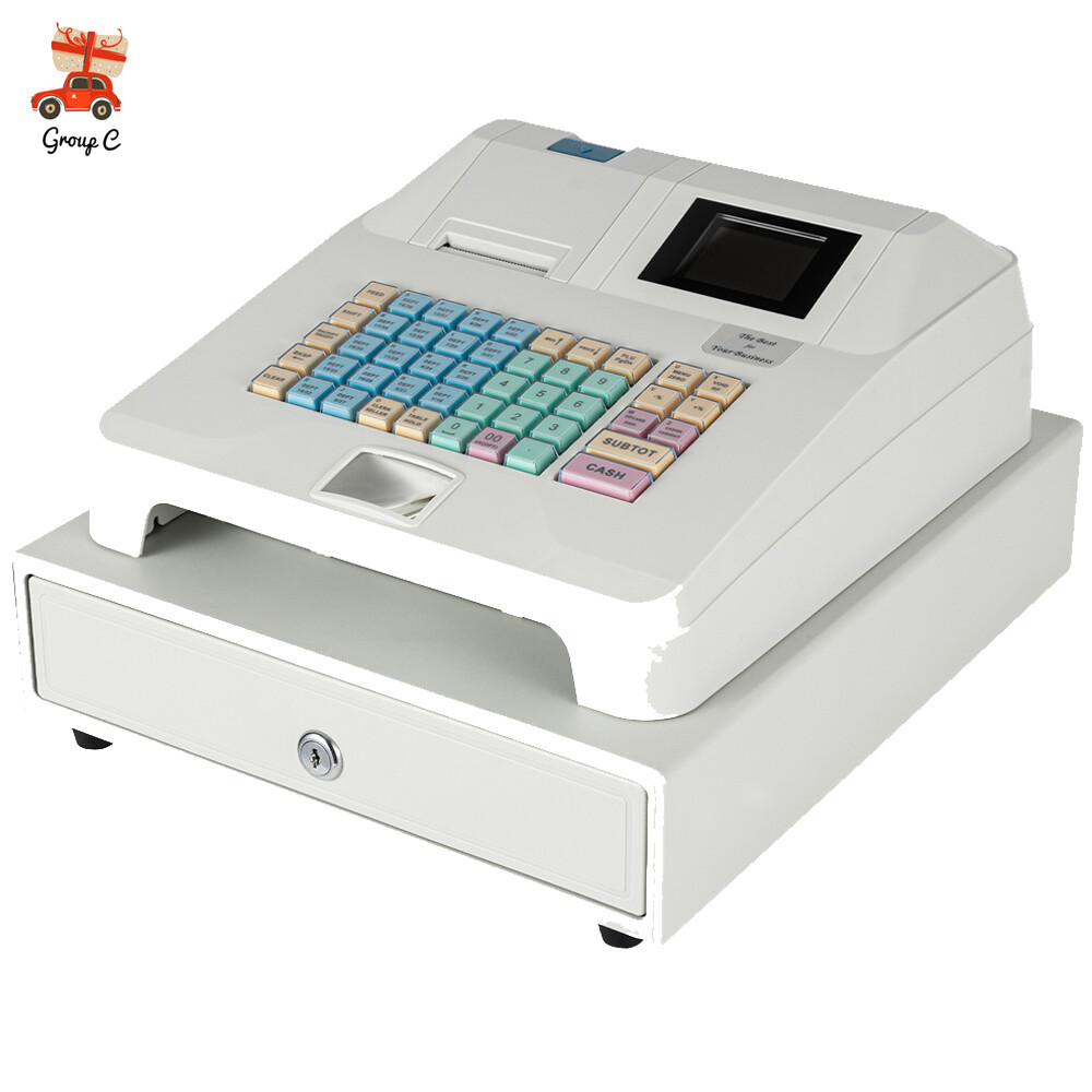 Electronic Cash Register 48Key POS Casher Digital LED Display with Drawer Retail