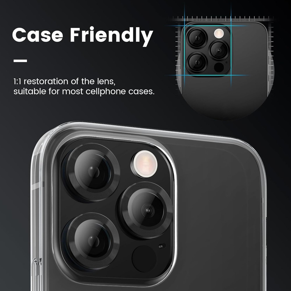 2 Pack For iPhone 16 Pro Max 15 Plus Tempered Glass Ring Camera Lens Protector