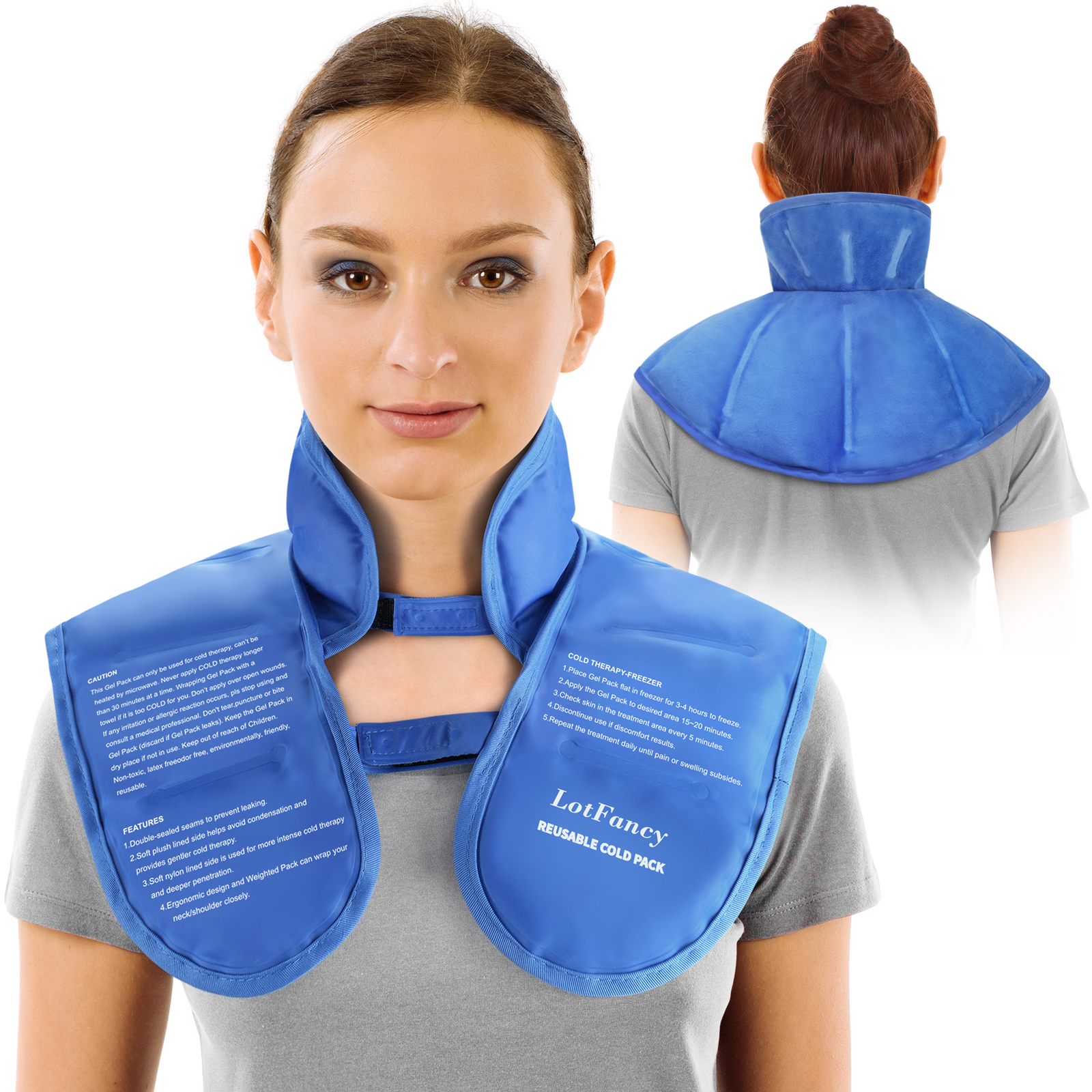 Gel Ice Pack for Neck Shoulder Pain Reusable Cold Therapy Wrap for Swelling