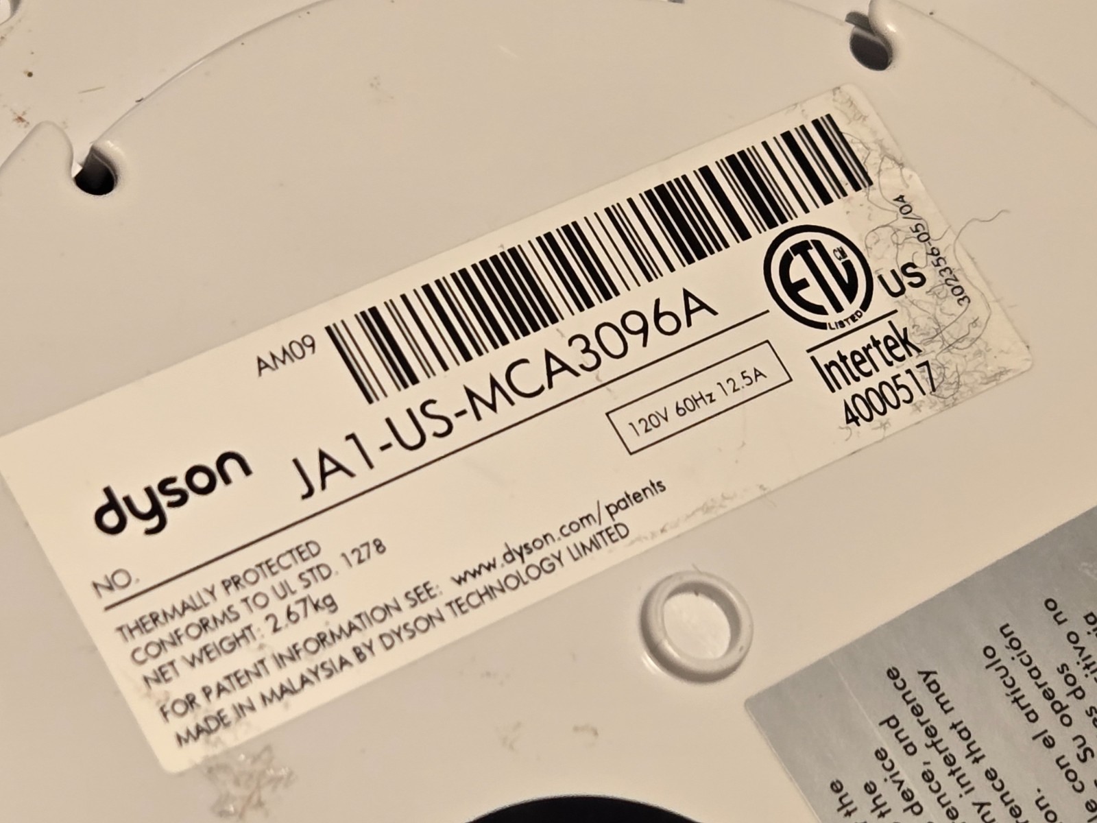 Dyson AM04 Hot + Cool Bladeless Heater Fan White/Silver-TESTED-NO REMOTE or BASE