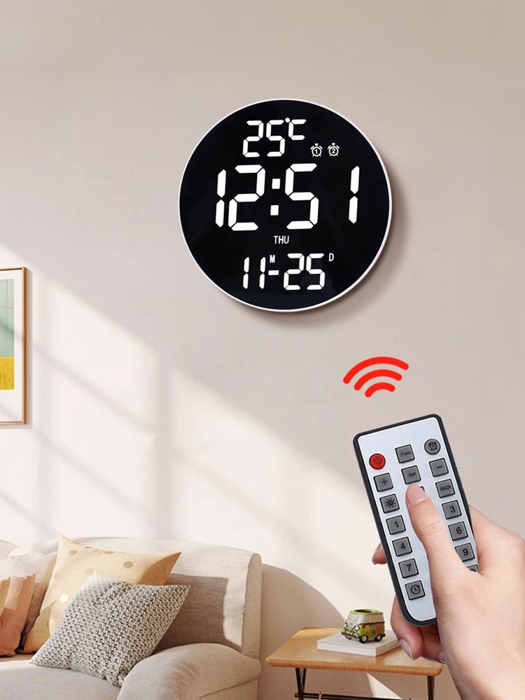 Digital Wall Clock, Digital ClockAdjustable Brightness Large LED DisplayAlarm CW