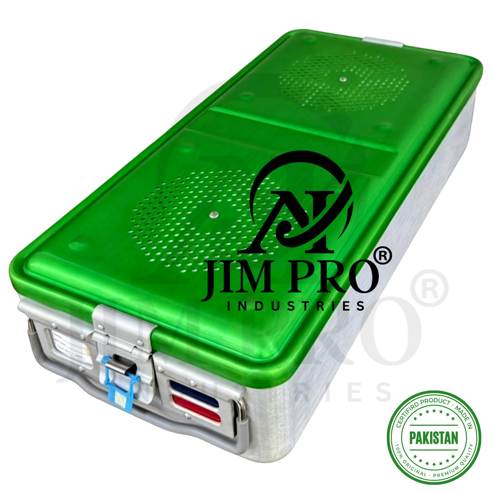 Aluminium Sterilization Container, Bottom & Lid Perforated with 4 filter holders