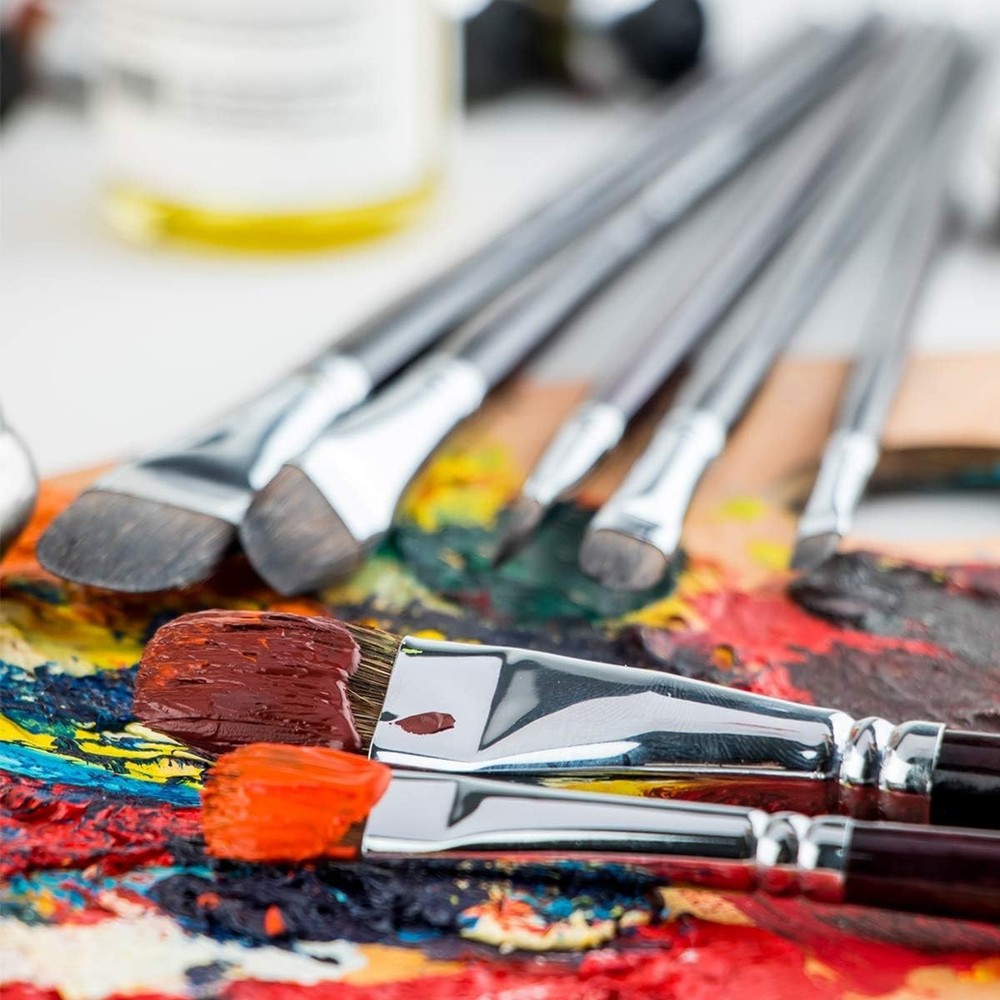 Luxurious 6pc Red Sable Filbert Brushes for Exceptional Painting Experience