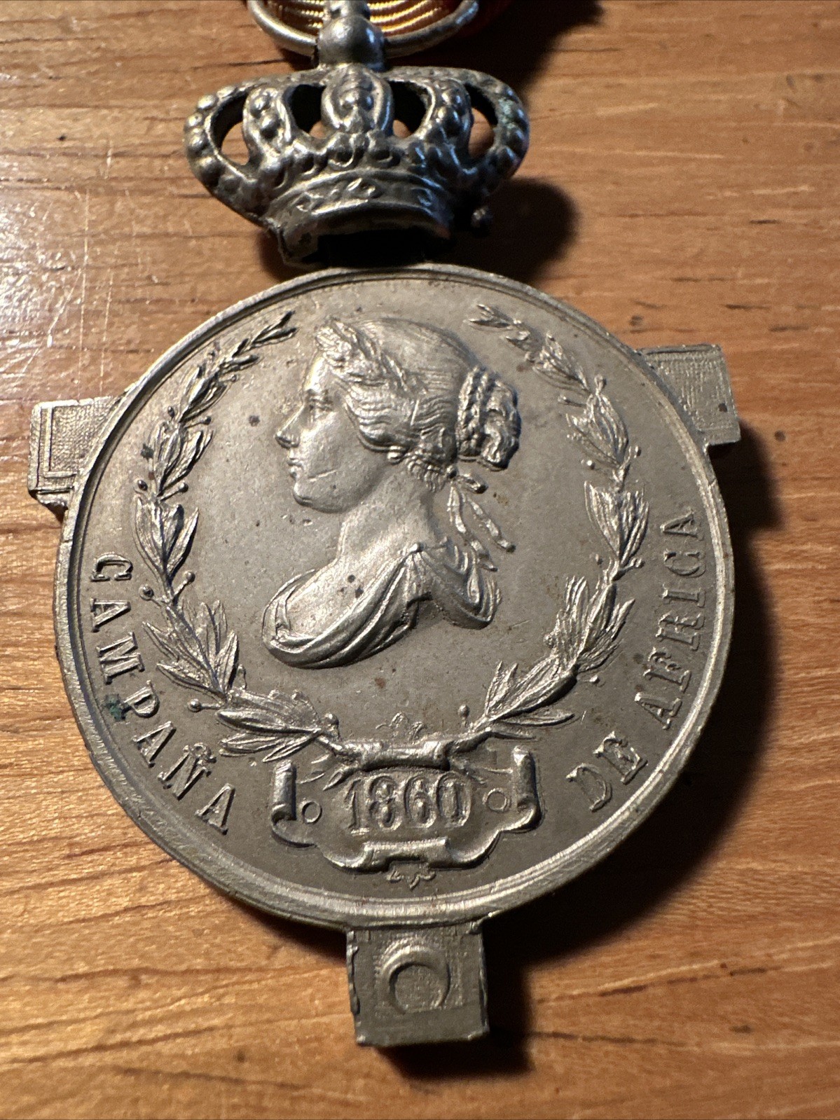 Scarce Spanish Medal Of Africa 1860 , Silver Multi Piece Construction