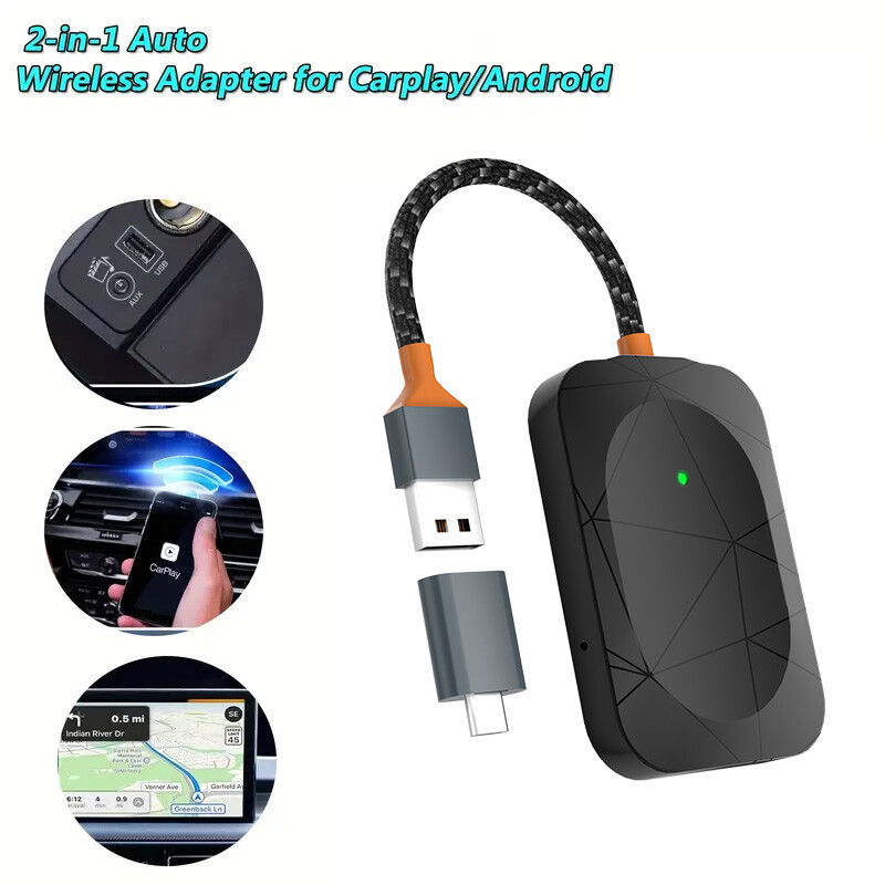 USB Wireless CarPlay Adapter For iPhone Apple Wireless Dongle Plug ＆Play Black