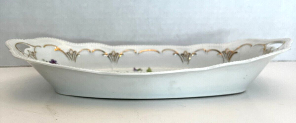 Relish/candy dish with purple violets