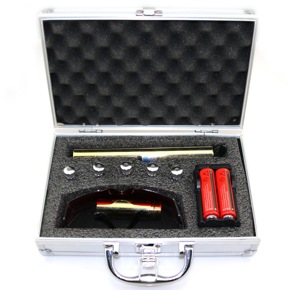 LMX5C Adjustable Focus Cyan Laser Pointer 488nm Visible Beam Light Flashligh
